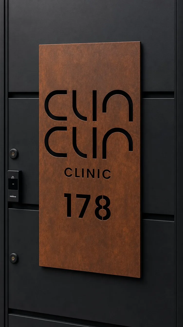 Placa da Clin Clin Clinic no número 178, em Cachoeirinha, Belo Horizonte